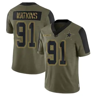 Dallas Cowboys Men's Carlos Watkins Limited 2021 Salute To Service Jersey - Olive