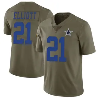 Dallas Cowboys Men's Ezekiel Elliott Limited 2017 Salute to Service Jersey - Green