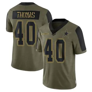 Dallas Cowboys Men's Juanyeh Thomas Limited 2021 Salute To Service Jersey - Olive