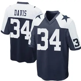 Dallas Cowboys Men's Malik Davis Game Throwback Jersey - Navy Blue