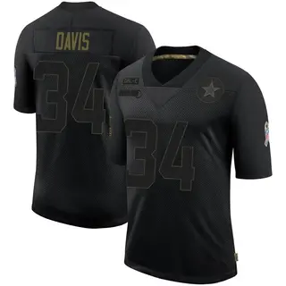 Dallas Cowboys Men's Malik Davis Limited 2020 Salute To Service Jersey - Black