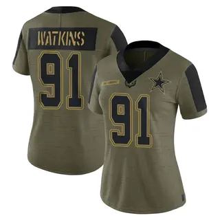 Dallas Cowboys Women's Carlos Watkins Limited 2021 Salute To Service Jersey - Olive