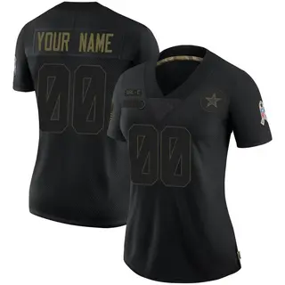 Dallas Cowboys Women's Custom Limited 2020 Salute To Service Jersey - Black