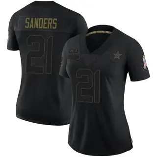 Dallas Cowboys Women's Deion Sanders Limited 2020 Salute To Service Jersey - Black