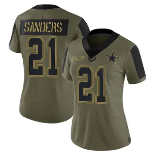 Dallas Cowboys Women's Deion Sanders Limited 2021 Salute To Service Jersey - Olive