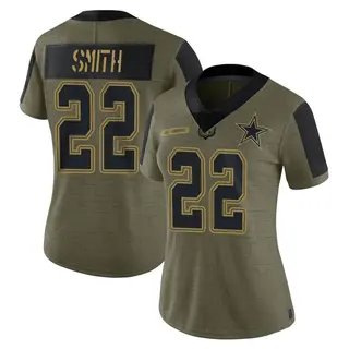 Dallas Cowboys Women's Emmitt Smith Limited 2021 Salute To Service Jersey - Olive