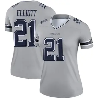 Dallas Cowboys Women's Ezekiel Elliott Legend Inverted Jersey - Gray