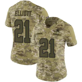 Dallas Cowboys Women's Ezekiel Elliott Limited 2018 Salute to Service Jersey - Camo