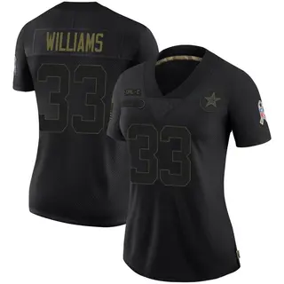 Dallas Cowboys Women's Javonte Williams Limited 2020 Salute To Service Jersey - Black