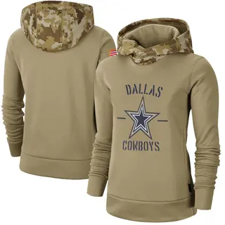 Dallas Cowboys Women's Khaki 2019 Salute to Service Therma Pullover Hoodie