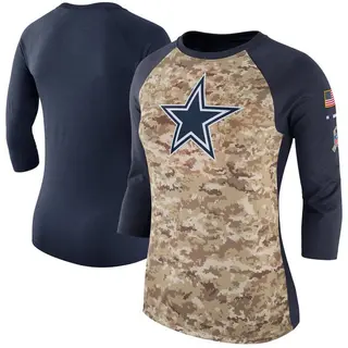 Dallas Cowboys Women's Legend Salute to Service 2017 Three-Quarter Raglan Sleeve T-Shirt - Camo/Navy