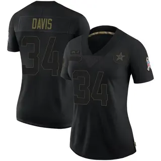 Dallas Cowboys Women's Malik Davis Limited 2020 Salute To Service Jersey - Black