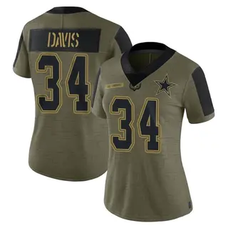 Dallas Cowboys Women's Malik Davis Limited 2021 Salute To Service Jersey - Olive