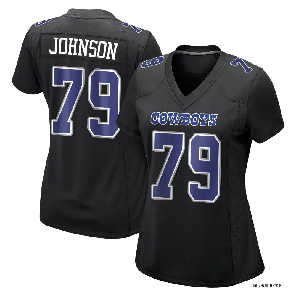 Dallas Cowboys Women's Marcellus Johnson Game Carbon Fashion Jersey - Black