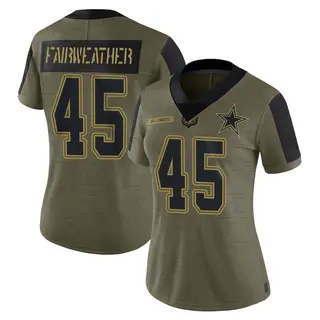 Dallas Cowboys Women's Rivaldo Fairweather Limited 2021 Salute To Service Jersey - Olive