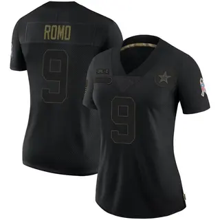 Dallas Cowboys Women's Tony Romo Limited 2020 Salute To Service Jersey - Black