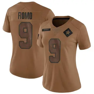 Dallas Cowboys Women's Tony Romo Limited 2023 Salute To Service Jersey - Brown