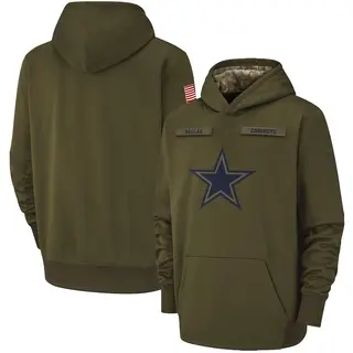 Dallas Cowboys Youth 2018 Salute to Service Therma Performance Pullover Hoodie - Olive