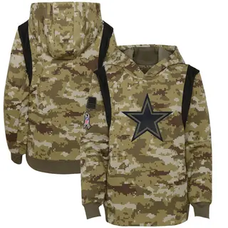 Dallas Cowboys Youth 2021 Salute To Service Therma Performance Pullover Hoodie - Olive