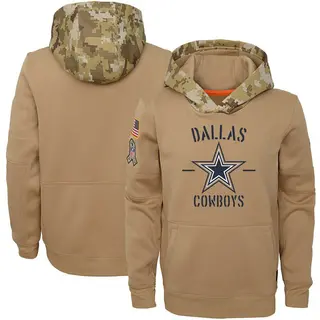 Dallas Cowboys Youth Khaki 2019 Salute to Service Therma Pullover Hoodie