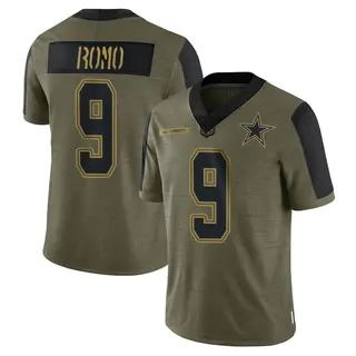 Dallas Cowboys Youth Tony Romo Limited 2021 Salute To Service Jersey - Olive